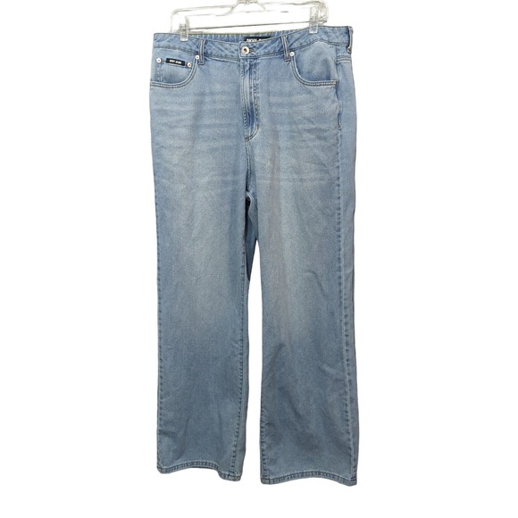 Dkny Denim - DKNY Wide Leg Jeans Womens 32/14 High Waist Light Wash No Stretch